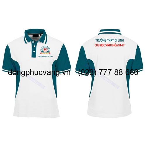 đồng phục trường học áo thun phối trắng xanh
