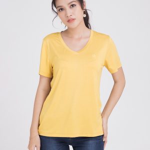 Áo Cổ Tim Nữ Màu Vàng