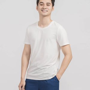 áo thun cổ tim nam trắng