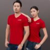 ao thun cổ tim nam màu đô