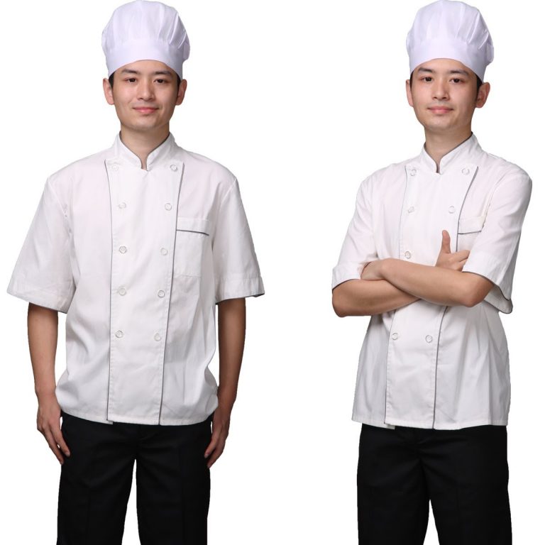 Áo bếp tay ngắn viền xám – Đồng Phục Vàng