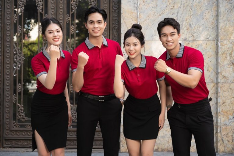 Polo đỏ đội nhóm – Đồng Phục Vàng