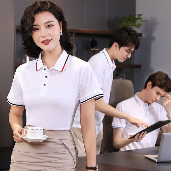 Polo trắng viền đen – Đồng Phục Vàng