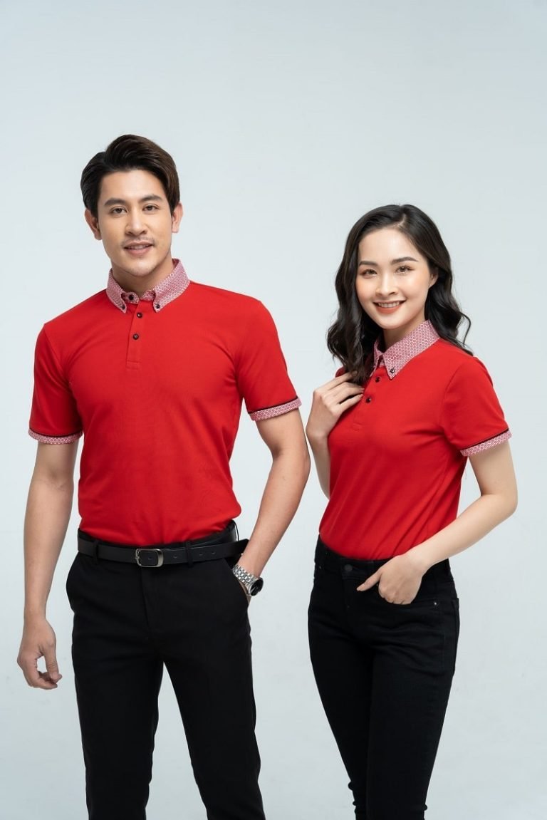 Polo đỏ nam nữ – Đồng Phục Vàng