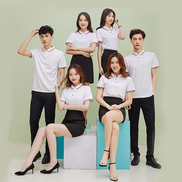 Polo trắng nam nữ – Đồng Phục Vàng