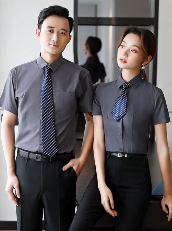 Sơ mi xám cà vạt – Đồng Phục Vàng
