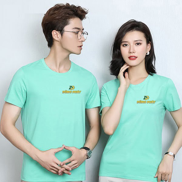 Áo thun xanh bạc hà nam nữ – Đồng Phục Vàng