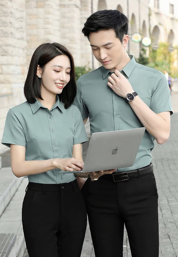 Polo xanh rêu công sở – Đồng Phục Vàng