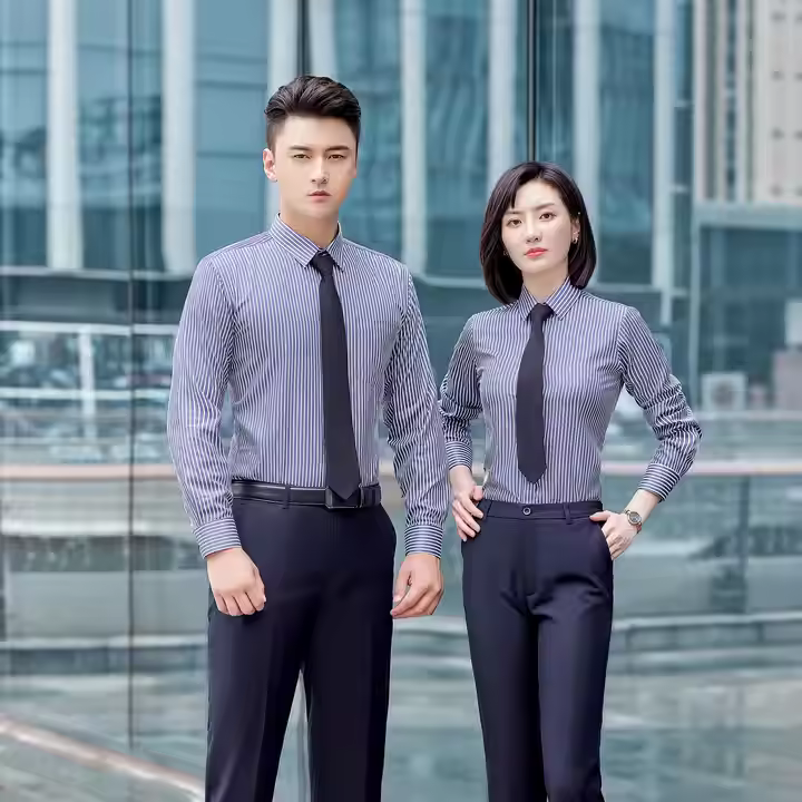 Sơ mi sọc tím cà vạt – Đồng Phục Vàng