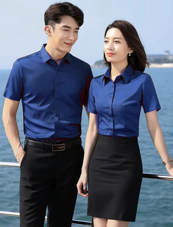 Sơ mi xanh coban ngắn tay – Đồng Phục Vàng